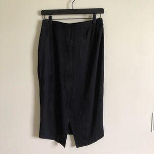 Black Ribbed Midi Skirt